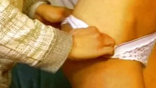 Hot German brunette pleasing her man on the couch