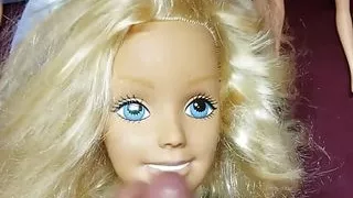 Barbie head gets cummed on doll toy fetish