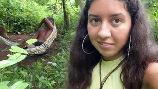 The girl got lost in the jungle and stumbled upon a savage who fucked her