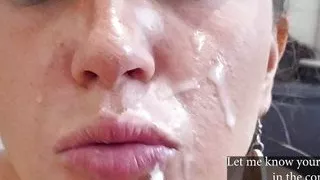 Girl orgasms multiple times and in all positions. (at 7.4, 22.4, 37.2). BLOWJOB FEET UP with epic HUGE FACIAL as a REWARD