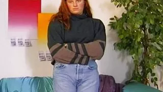 A chubby German teen showing off her shaved pussy