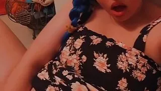 Goth Egirl plays with her big fat tight pussy