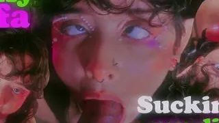 Hot elf masturbates with hentai, then sucks my dick