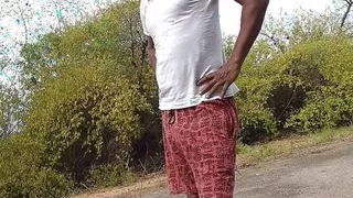 Sexy striptease in open