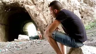 Noe milk gets fucked by a white man in the cave