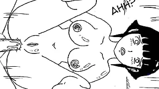 Anal sex for the first time while her tits jump - comic