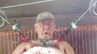 hard nipples stretching outdoor in a deleric truk