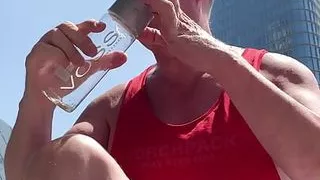 Drink pee from bottle