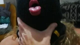 Crazy balaclava bdsm sex game sucking with a slave girl