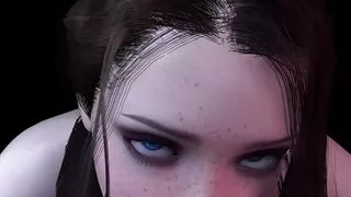 Sexy Brunette gently sucks and loves cum - 3D Porn Short Clip