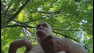 Daddy cannot get enough of getting naked in the Woods with his dick full of precum