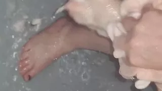 Scrubbing My Feet in Shower