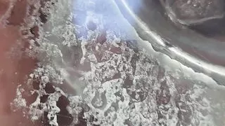 Caught my stepmom fucking her dildo against the glass doors in the shower