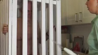 Cage slave has to drink piss after electro punishment!