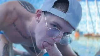 Boss offered twink janitor to give him a blowjob and fuck him right in the pool - 381