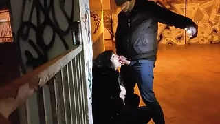 My wife wanted to know how it felt to be a whore, so I took her to a public place to suck my fat cock.