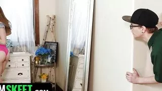 Lucky Nerd Voyeur Gets To Facialize His Crush Alex Blake - TeamSkeet