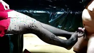 Today i put on my new red dress  i paired it with black sexy tights. Of course, i also wore my favorite red high heels