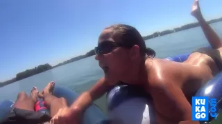 inner tube blowjob  on the lake