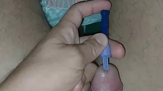 injecting the adapter into the penis to be transfused