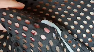 wanking an cum in fisher net shorts