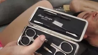 Pedicure slave of two young blond brat girls!