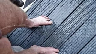 My ginger cock pissing on my bare feet on the deck before my daily wank session