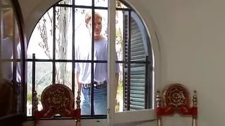 A wild blonde slut from Germany gets two cocks deep inside her