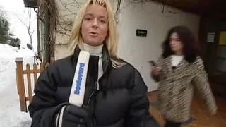 Dark haired German lady with small tits loves rubbing her hairy cunt