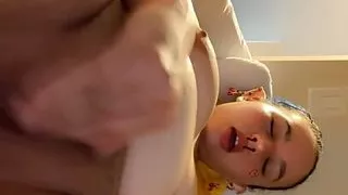 Cute chubby slut plays with her big fat tight pussy