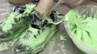 Trashing sneakers (trainers) with super sticky slime