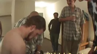 Facialised toyed slut in group sex