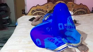 Indian bhabi  wear blue  saree and fuck hard by devar