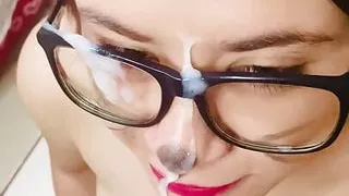 Blowjob ends with big facial cumshot MinnieSoulDays