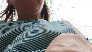 Masturbation hairy pussy outside