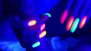 Neon Black Light Nails with Cumshot - Part 2