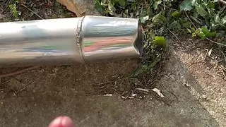 Jerking off outdoor in public space