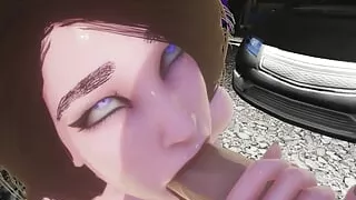Blowjob in a parking lot (Part 3) Animation