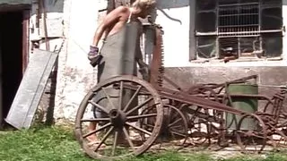 A wild blonde lady with an amazing body enjoys fucking outdoors