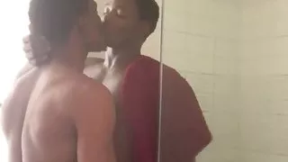 Hot African couple shower