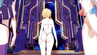 3 Cute Teens Dancing + Disappearing clothes + Sex (3D HENTAI)