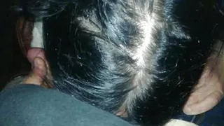 Leather jacket public blowjob