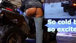 Exhibitionist Husband Plowing Snow With Naked Ass