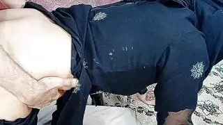 sweet indian big ass wife in punjabi suit with hijab fucked both holes in doggystyle and missionary