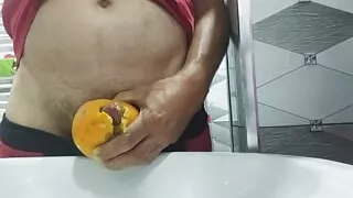 Masturbation with an orange, it's very tasty and juicy, try it