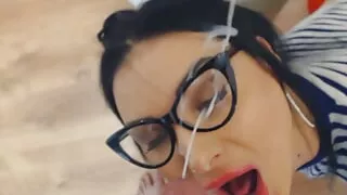 POV blowjob, huge facial cumshot