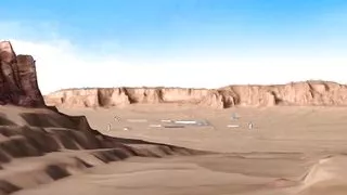 Secrets of Area 51. Sci-fi male android plays with a hot girl in the lab