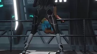 Sci-fi female android fucks a horny girl with a strapon in the base camp on exoplanet