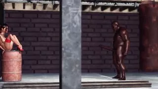 Horny red-haired girl gets fucked hard by a black man in the basement