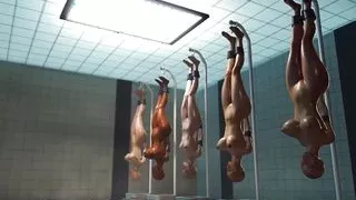 Fucking machine. Japanese college girl gets fucked hard in the kitchen